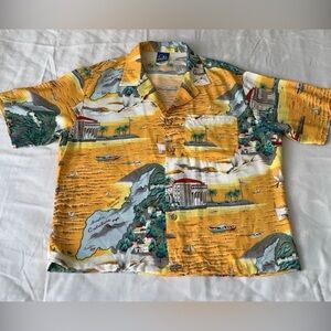 Vtg OP Ocean Pacific Santa Catalina California Island Button Hawaiian Shirt S/M